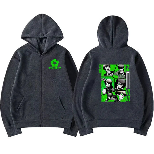 Blue Lock: Kunigami Rensuke Men Zipper Hoodie Spring Autumn Women Sweatshirt 2025 New Cartoon Anime Couple Jackets Coat