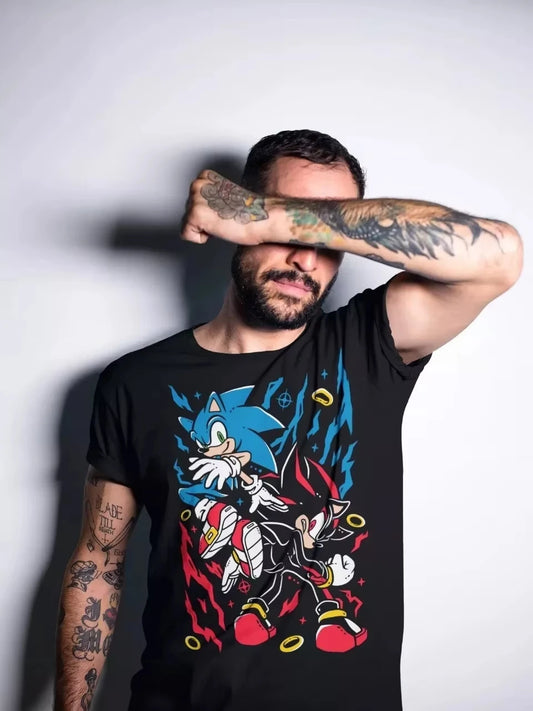 Sonic the Hedgehog: Shadow and Sonic The Hedgehog T-Shirt Heroes Tee Sonic T-Shirt Heroes Vintage Men Women Tee - Fans Loose Cotton Top