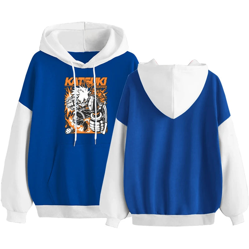 My Hero Academia: Hoodie Bakugou Katsuki Graphic Patchwork Hoodie Men Women Casual Loose Sweatshirts Unisex Streetwear