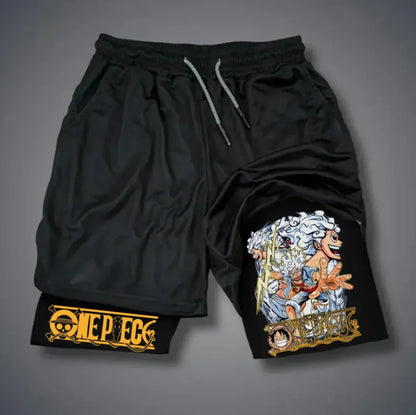 One Piece: official character printed shorts, retro Y2K anime beach shorts, quick-drying fabric, fitness and jogging