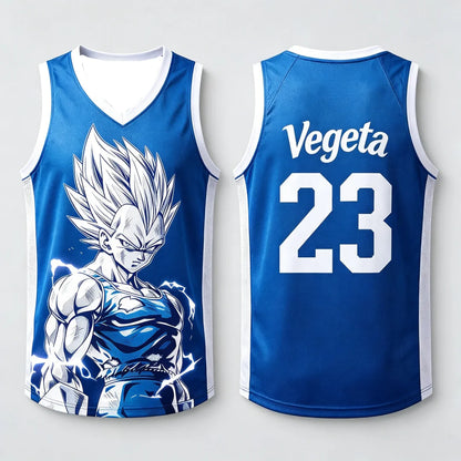 Dragon Ball: Vegeta Super Saiyan #23 Basketball Jersey Tank Top Anime Print Breathable Sportswear Unisex Streetwear for Fans Kids