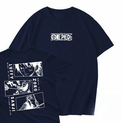 One Piece: Men's Fashion Portgas D. Ace Anime Print T-Shirt, Summer Trend, 100% Cotton, Casual Loose Short Sleeve