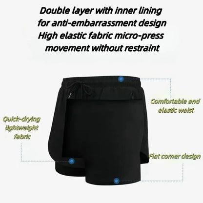 Dragon Ball:  Men's Shorts Double Layer 2-in-1 Shorts Vegeta Japan Anime 2026 Summer Quick-Drying Fake Two-piece Sports Shorts Y2k