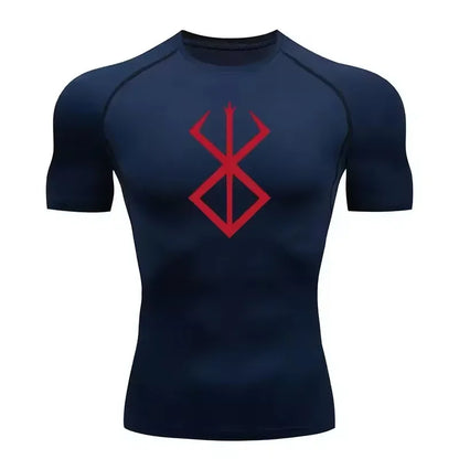Berserk: Compression T-shirt Men Elastic Tight Sportswear Short-sleeved Gym Bodybuilding Quick-drying Sweatshirt Top S-3XL