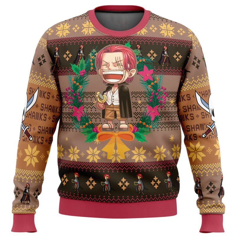 One Piece: Luffy Christmas One Piece Ugly Christmas Sweatshirt Cartoon Japan Anime Men Women Pullover Kawaii Tops Couple Hoodie