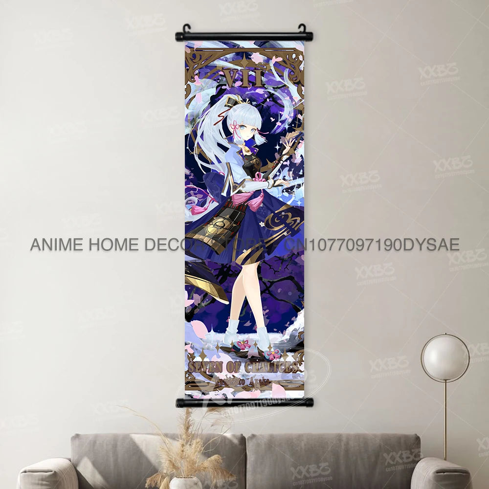 Genshin Impact: Posters Kamizato Ayaka Home Decor Klee Decorative Painting Barbara Scrolls Picture Arataki Itto Wall Artwork Sayu