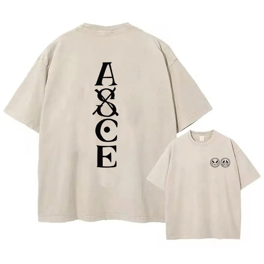 One Piece: Anime Print Washed T-shirt Men Hip Hop Streetwear Oversized Women Short Sleeved Graphic Tee Summer Harajuku Casual Top