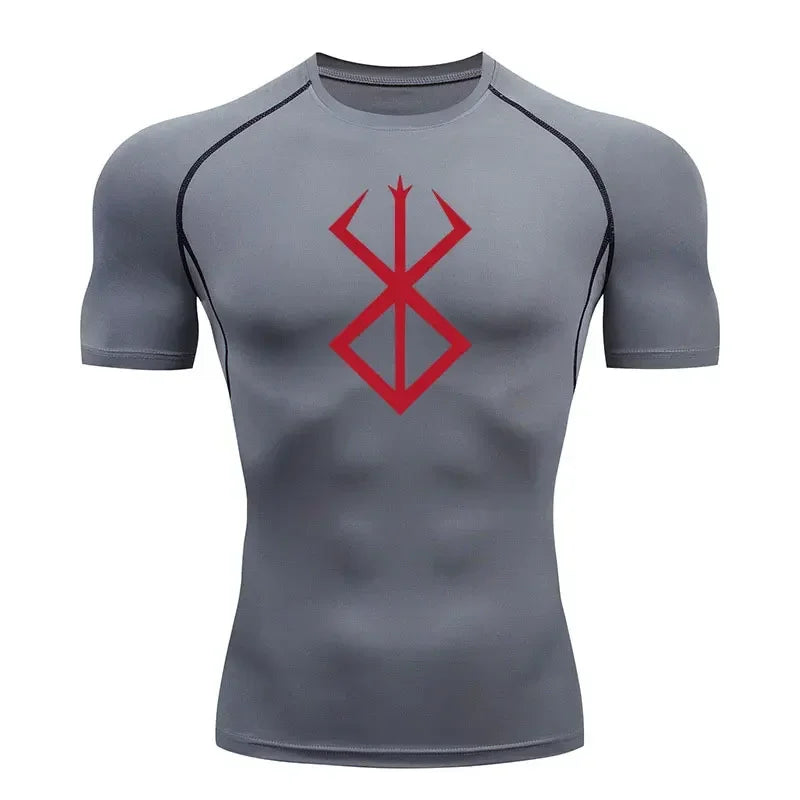 Berserk: Compression T-shirt Men Elastic Tight Sportswear Short-sleeved Gym Bodybuilding Quick-drying Sweatshirt Top S-3XL
