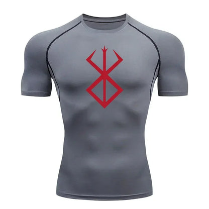 Berserk: Compression T-shirt Men Elastic Tight Sportswear Short-sleeved Gym Bodybuilding Quick-drying Sweatshirt Top S-3XL