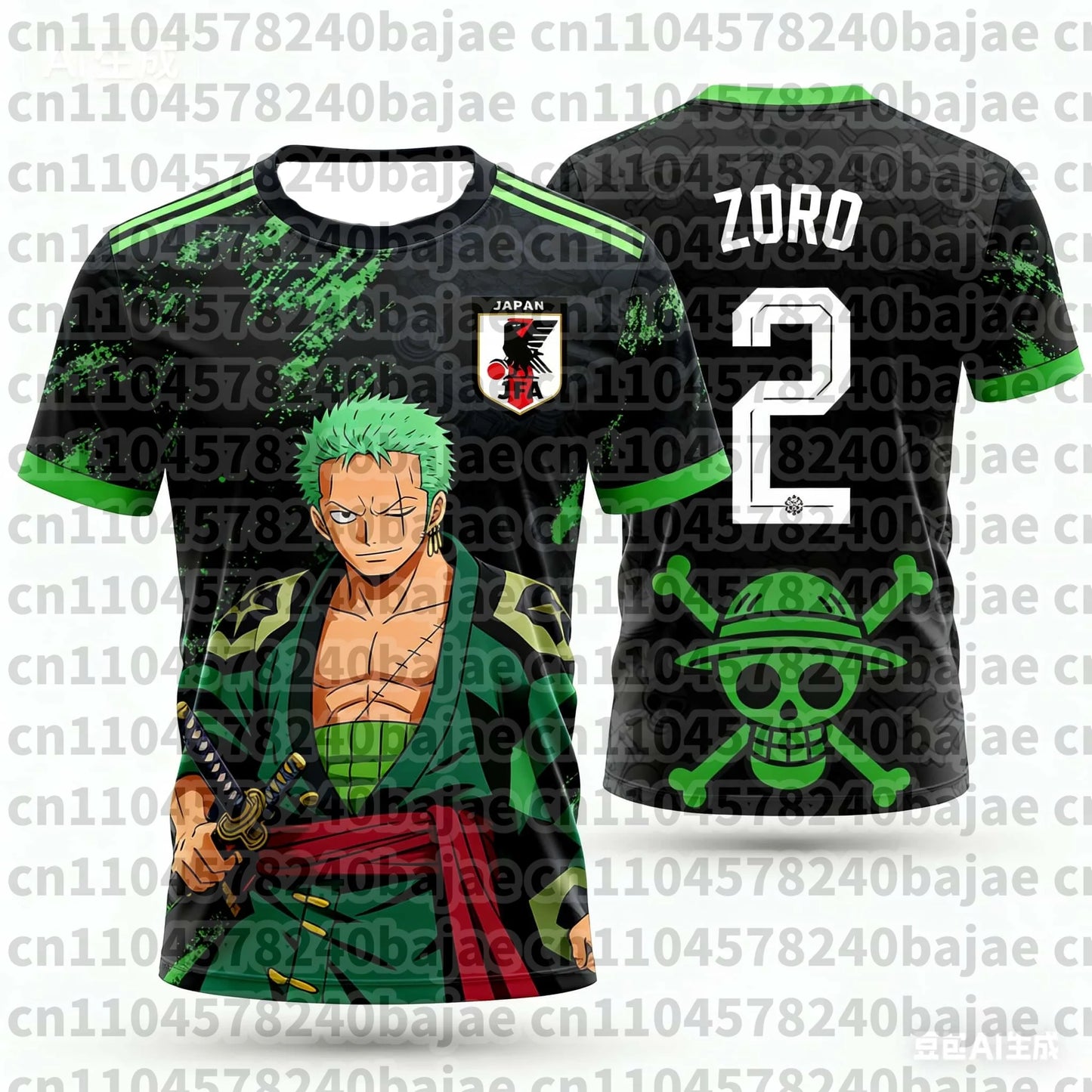 One Piece: Japan Luffy Football Jersey T-shirt Kids Football Special Jersey Kit Adult Men's Quick-Drying Sweatshirt