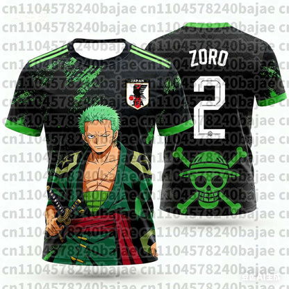 One Piece: Japan Luffy Football Jersey T-shirt Kids Football Special Jersey Kit Adult Men's Quick-Drying Sweatshirt
