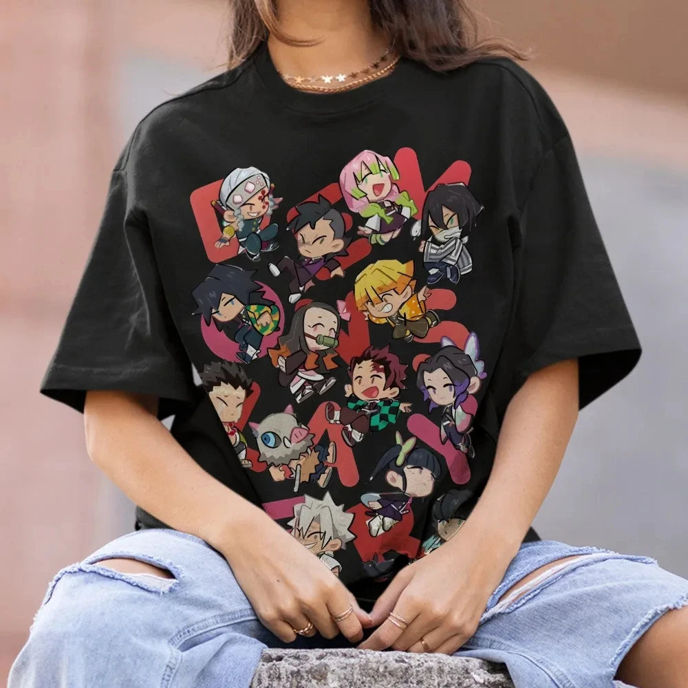 Demon Slayer Japanese Hot-blooded Anime Classic Characters Sports Casual Short-sleeved Comfortable Half-sleeved Popular Top