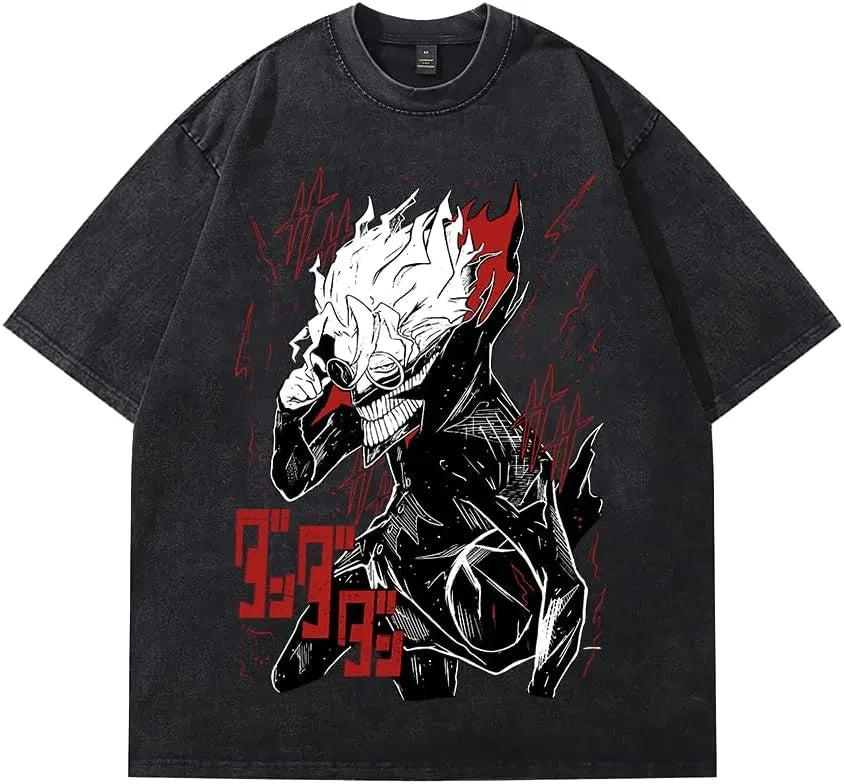 Dandadan: Manga Funny Graphic Print T-shirts Streetwear Hip Hop Harajuku Fashion Tees Retro Washed Cotton Washed Tops