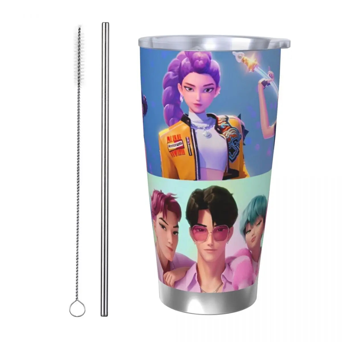 KPop Demon Hunters - Derpy  Insulated Tumbler with Lid Vacuum Thermal Mug Outdoor Travel Car Bottle Cup, 20oz