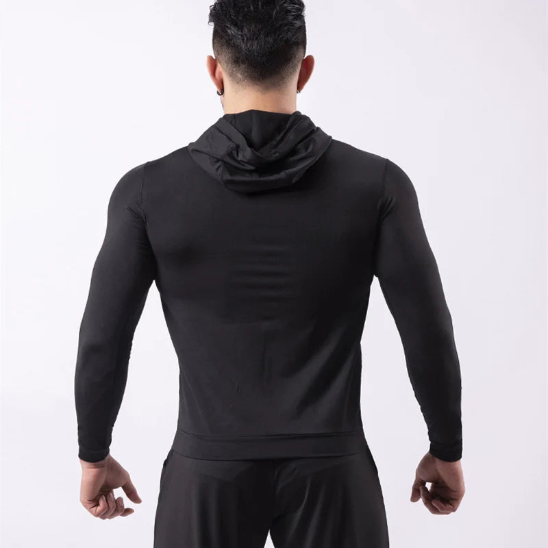 Baki: Print Fitness Running Jackets for Men Sports Athletic Hooded Coats Quick Dry Stretch Outwear Long Sleeve Zip Up Tops