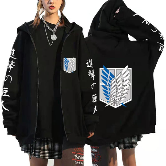 Attack On Titan Zipper: Hoodies Wings Of Liberty Graphic Print Hooded  Plus Size Sweatshirts Harajuku Zip Up Jacket