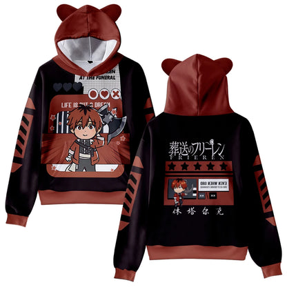 Frieren: Cat Ear Hoodie Women Men Long Sleeve Sweatshirt Casual Cute Pullover Clothes