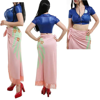 One Piece: Anime une pièce Nico Robin Cosplay Costume haut et Wrap Skirfor femmes une pièce Anime Nico Robin tenue robe