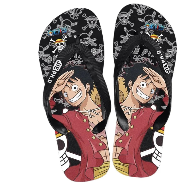 One Piece: Slides Luffy Cartoon Flip Flops Slippers - Non-Slip Outdoor Summer Sandals Unisex for Adults Cartoon eva slippers