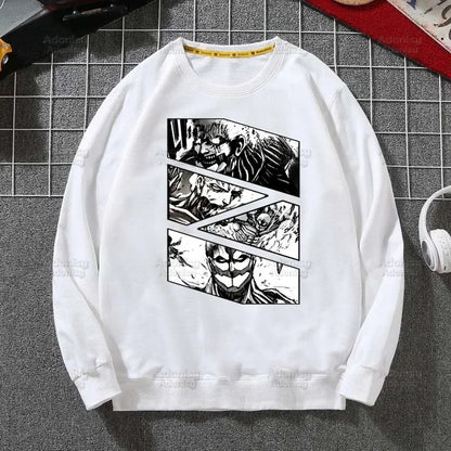 Attack on Titan Fleece Sweatshirts Harajuku Streetwear Autumn Spring Shingeki No Kyojin Anime O Neck Pullover Hoody Mens