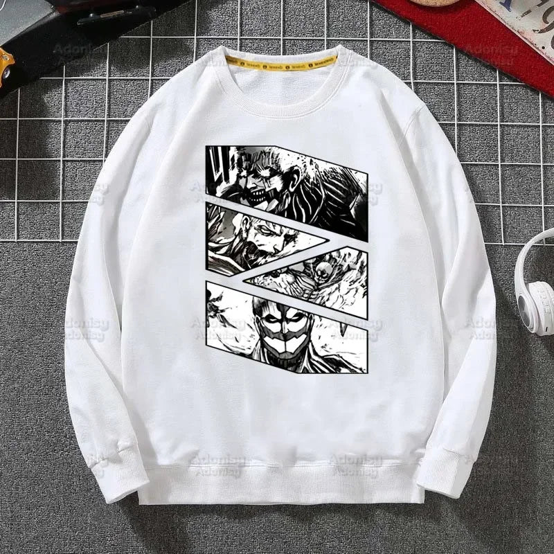 Attack on Titan Fleece Sweatshirts Harajuku Streetwear Autumn Spring Shingeki No Kyojin Anime O Neck Pullover Hoody Mens
