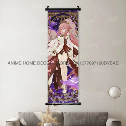 Genshin Impact: Posters Kamizato Ayaka Home Decor Klee Decorative Painting Barbara Scrolls Picture Arataki Itto Wall Artwork Sayu