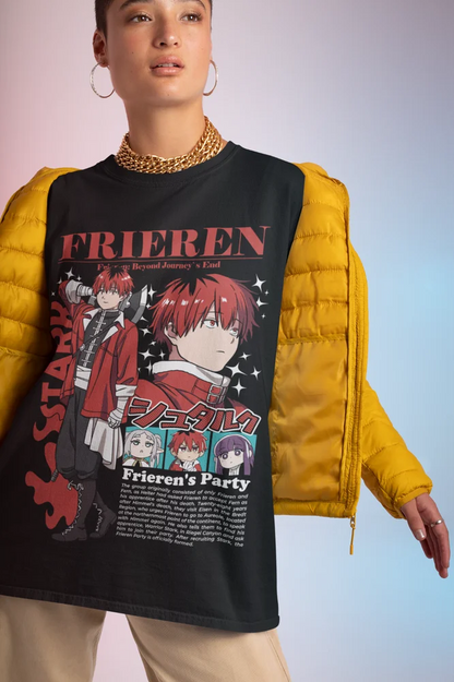 Frieren: Beyond Journey's End -- T-Shirt Fern Stark Girl Anime Gifts Shirt All Size