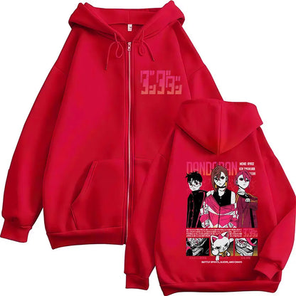 Dandadan: Turbo Granny Print Zipper Hoody Men Women Vintage Long Sleeve Fashion Zip Up Sweatshirt Coats Streetwear