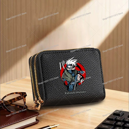 Naruto: Leather Wallet Cute Cartoon Printed Bags Fashion Zipper Short Coin Purse Multi-slot Bank Card Storage Bag Birthday Gift