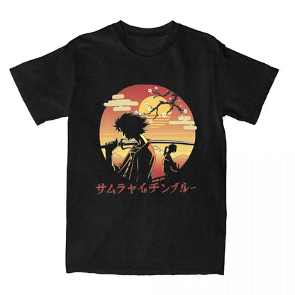 Samurai Champloo: Mugen And Jin T Shirts 100% Cotton Clothing Novelty Short Sleeve Round Neck Tees Plus Size T-Shirt