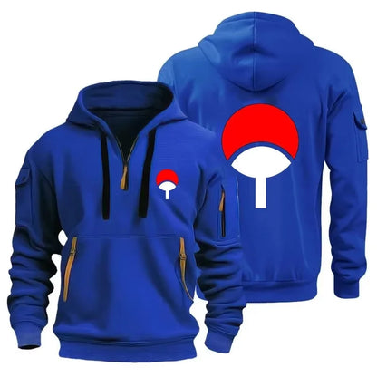 Naruto: Anime Half Zipper Hoodie Casual Versatile Sweatshirt Comfortable Daily Fashion Zip-Up Sweatshirt for Fans