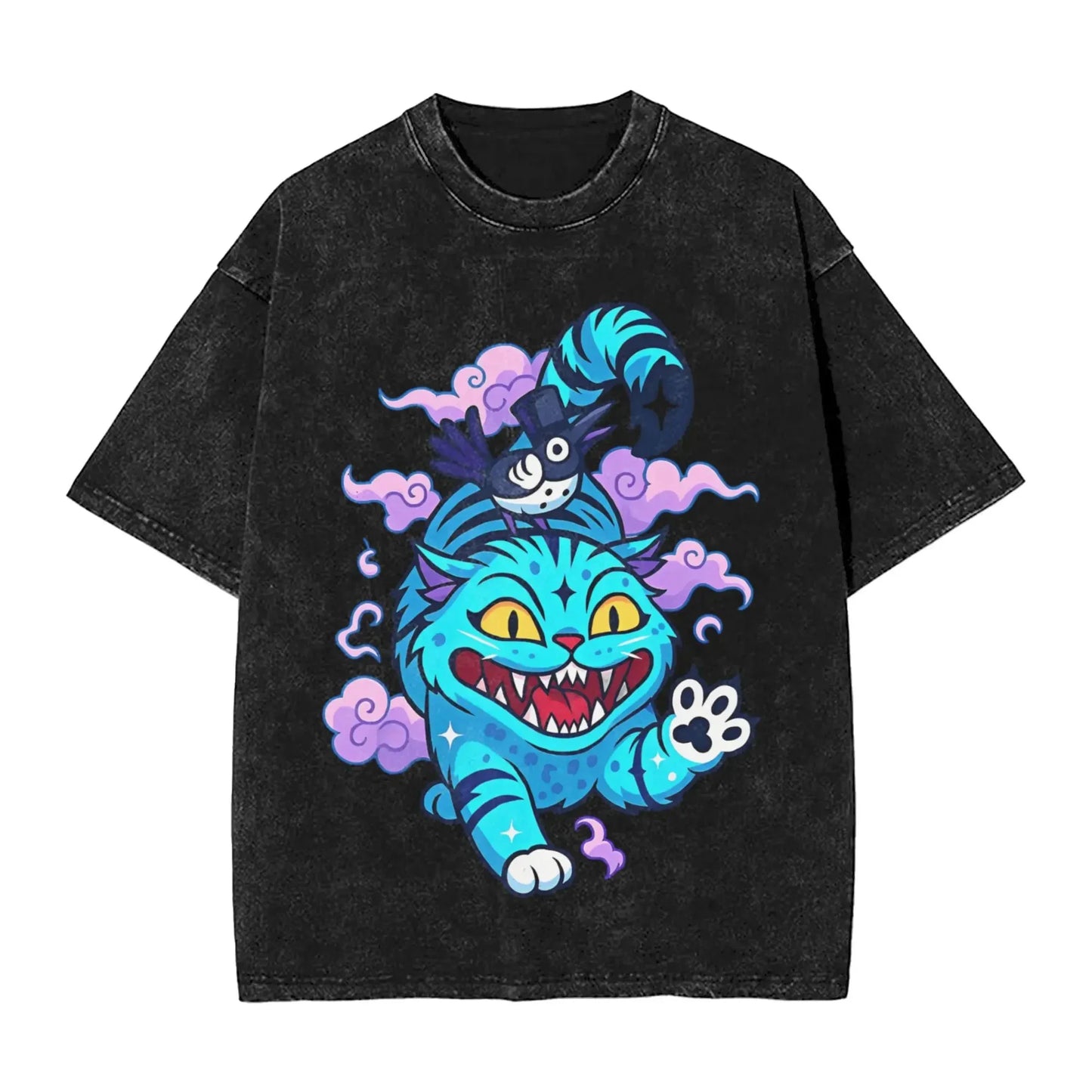 K-Pop Demon Hunters Washed T-Shirt Man Derpy Tiger Casual T-Shirts Summer Breathable Trendy Tee Shirt Design Plus Size Clothes