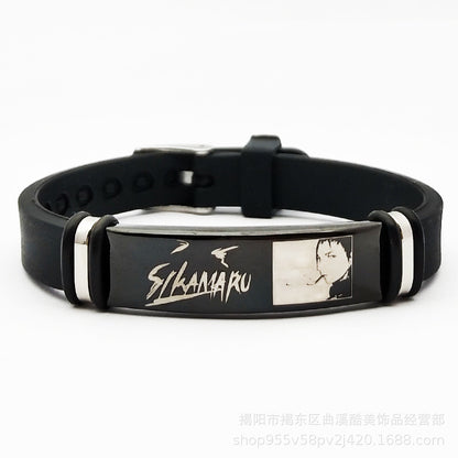 Naruto: Silicone Bracelet Cartoon Metal Silica Gel Uchiha Itachi Kakashi Anime Action Figures Accessories Children Toys Gifts