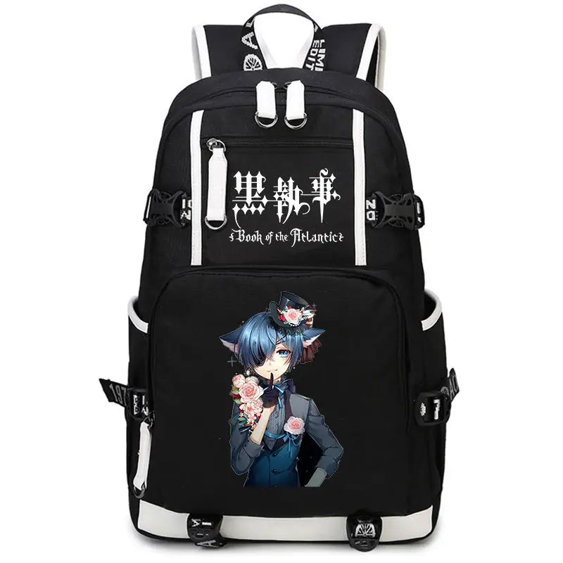 Black Butler: USB Backpack Book Bag Casual Travel Computer Men Women Girl Boys Cosplay Bag Schoolbag Laptop Bags