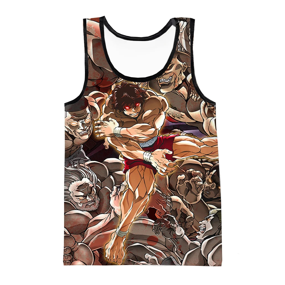 Baki The Grappler: Tank Tops Anime 3D Print Streetwear Men's Fashion Oversized Sleeveless Tank Top Fitness Gym Vest Man Clothing