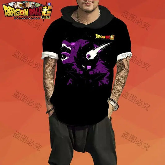 Dragon Ball: T-shirt Men Trend Z GOKU Men's Hooded Essentials 3XL Tops Fashion High Quality Harajuku Style Z Short Sleeve 2025