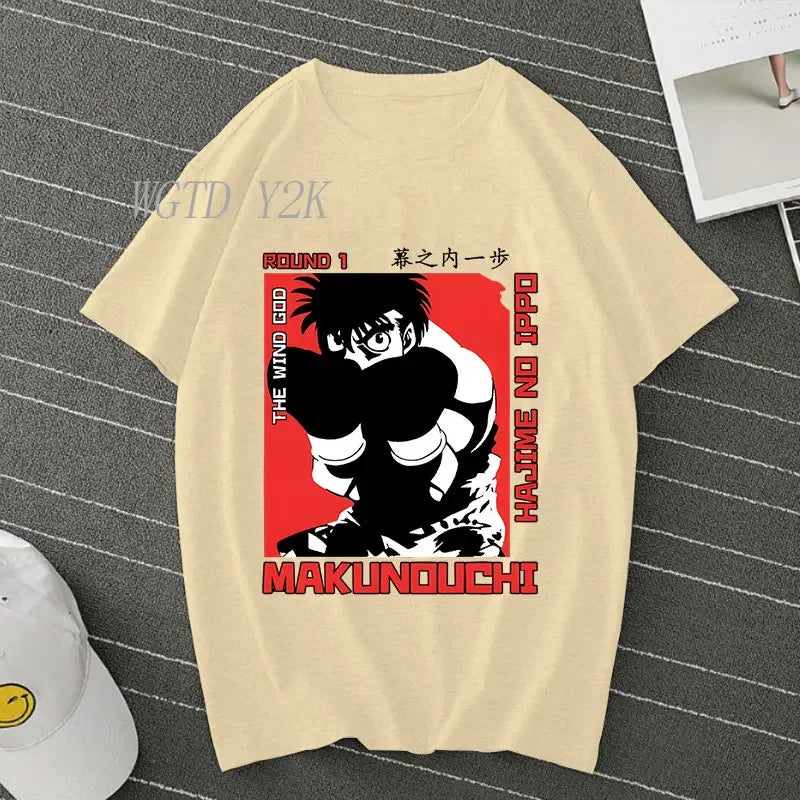 Hajime No Ippo: Kamogawa Boxing Gym T Shirt Men Women Crew Neck Casual Tops Tees Makunouchi Takamura KGB Graphic T-Shirts