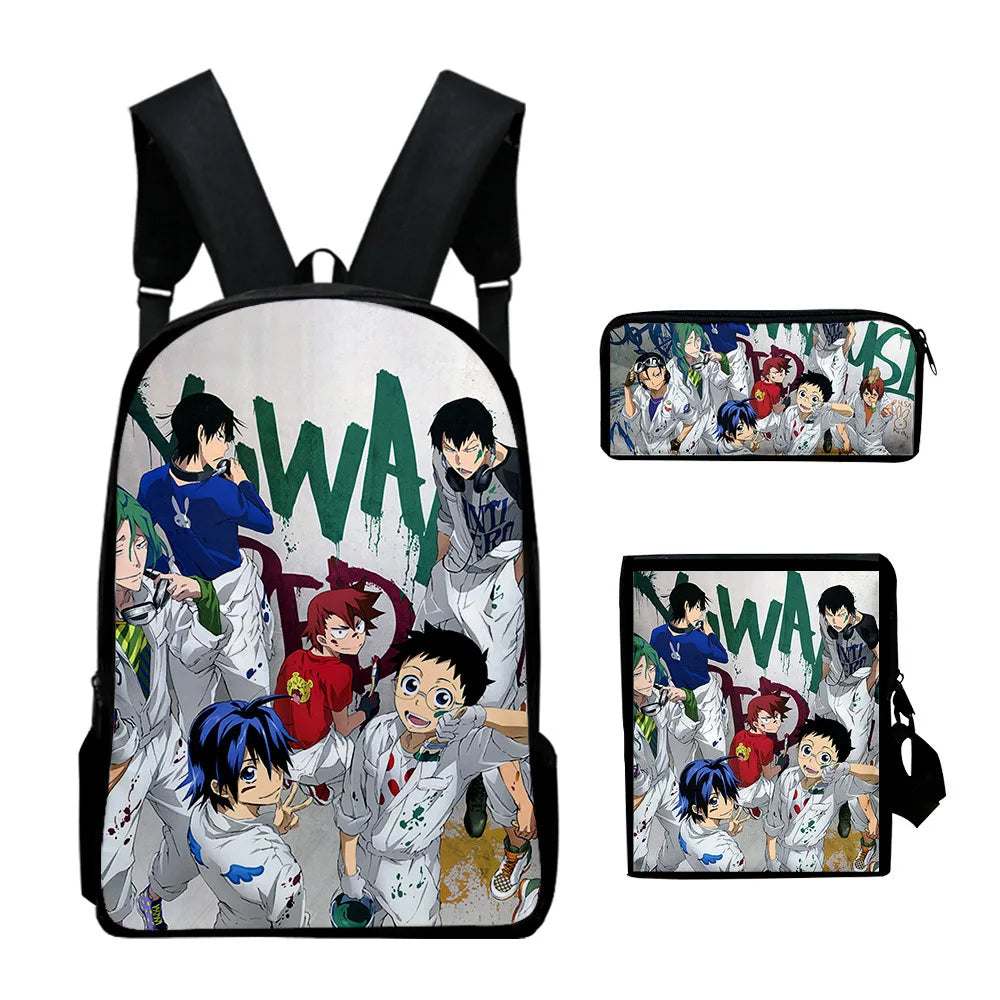 Yowamushi Pedal :3D Print 3pcs/Set pupil School Bags Laptop Daypack Backpack Inclined shoulder bag Pencil Case