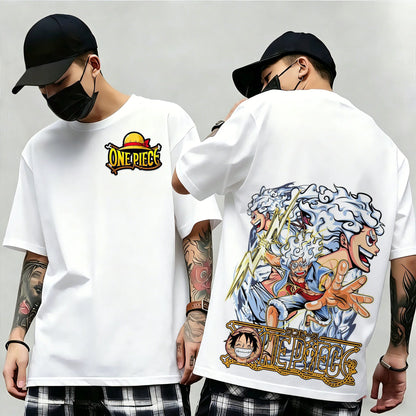 One Piece: Summer New Arrival: Pattern T-shirt, unisex, anime print, casual short-sleeved, fashionable streetwear top, Y2K style.