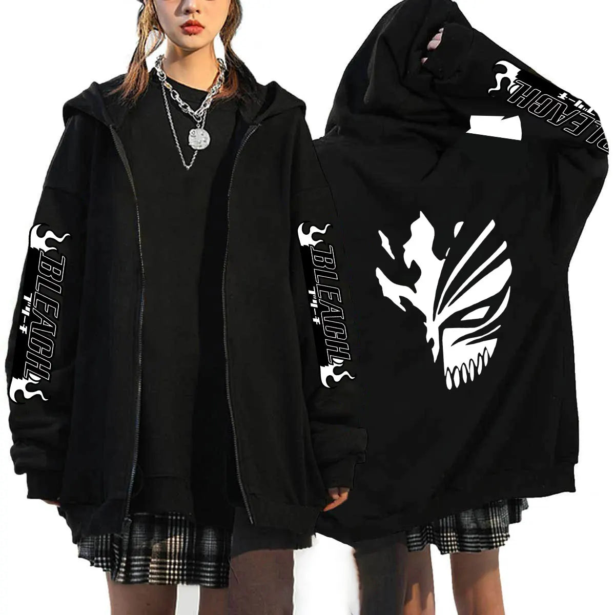 Bleach: Kurosaki Ichigo Printed Hooded Men Women Zip Up Hoodies Casual Loose Sweatshirt Harajuku Unisex Zipper Jacket