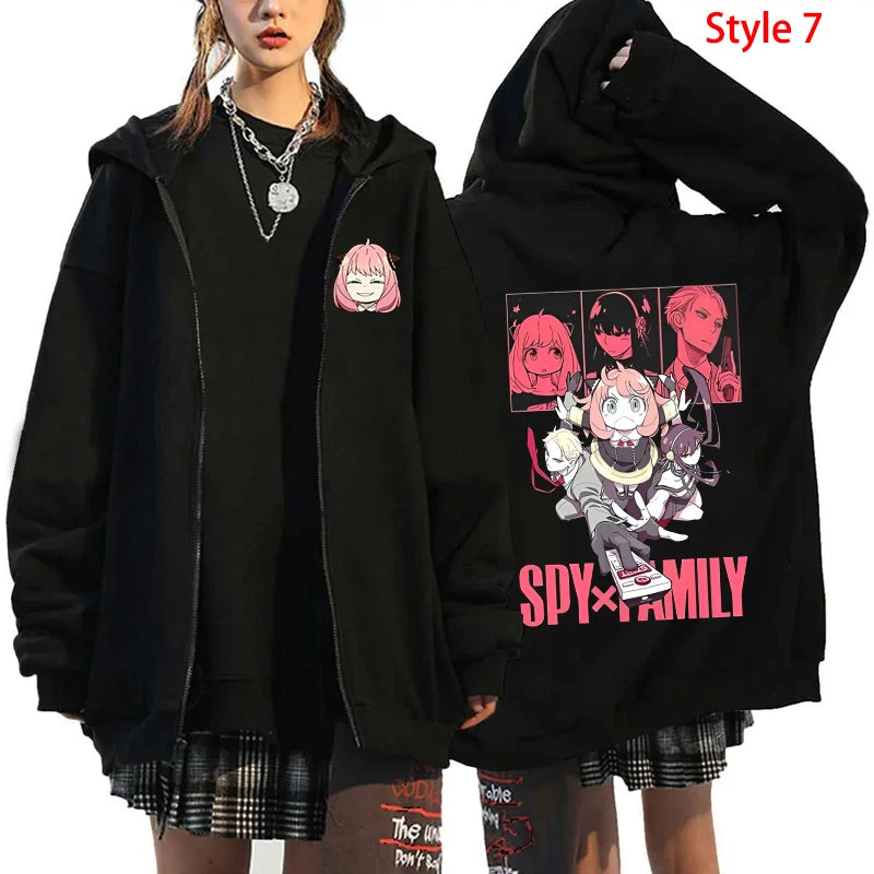 Spy x Family: Anya Forger Printed Zipper Hooded Fashion Women Men Zip Sweatshirt Casual Sport Hoodie Long Sleeve Top