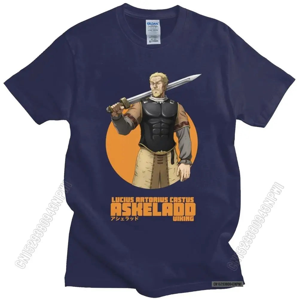 Vinland Saga: Askeladd O-Neck Cotton T-Shirt Japan Adventure Fiction Anime Manga Tee Fan Streetwear