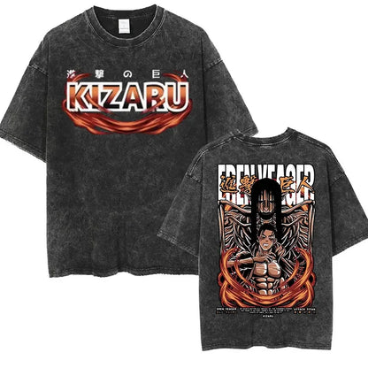 Attack on Titan: Men Women Cartoon Manga Merch Tshirt Men's Oversized T Shirts Washed Vintage Anime Attack on Titan Reiner Braun Graphic T-shirts
