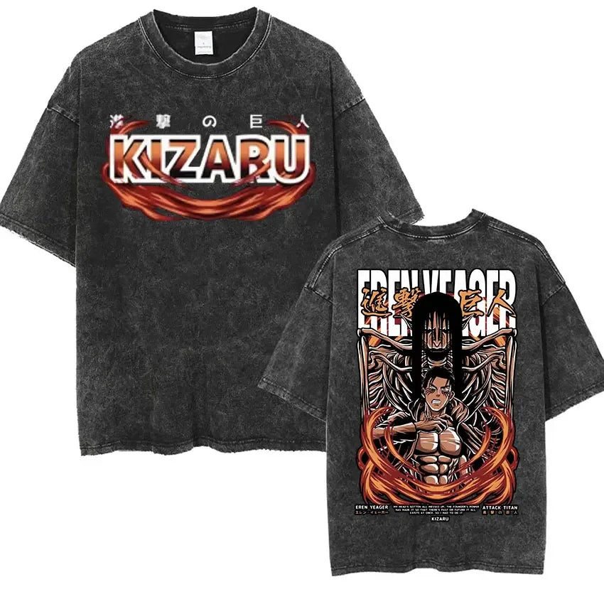 Attack on Titan: Men Women Cartoon Manga Merch Tshirt Men's Oversized T Shirts Washed Vintage Anime Attack on Titan Reiner Braun Graphic T-shirts