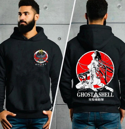Ghost in the Shell: Hoodie Oversized Unisex Graphic Print Crew Neck T-Shirt for Men Women Streetwear Trendy Casual Loose Couples