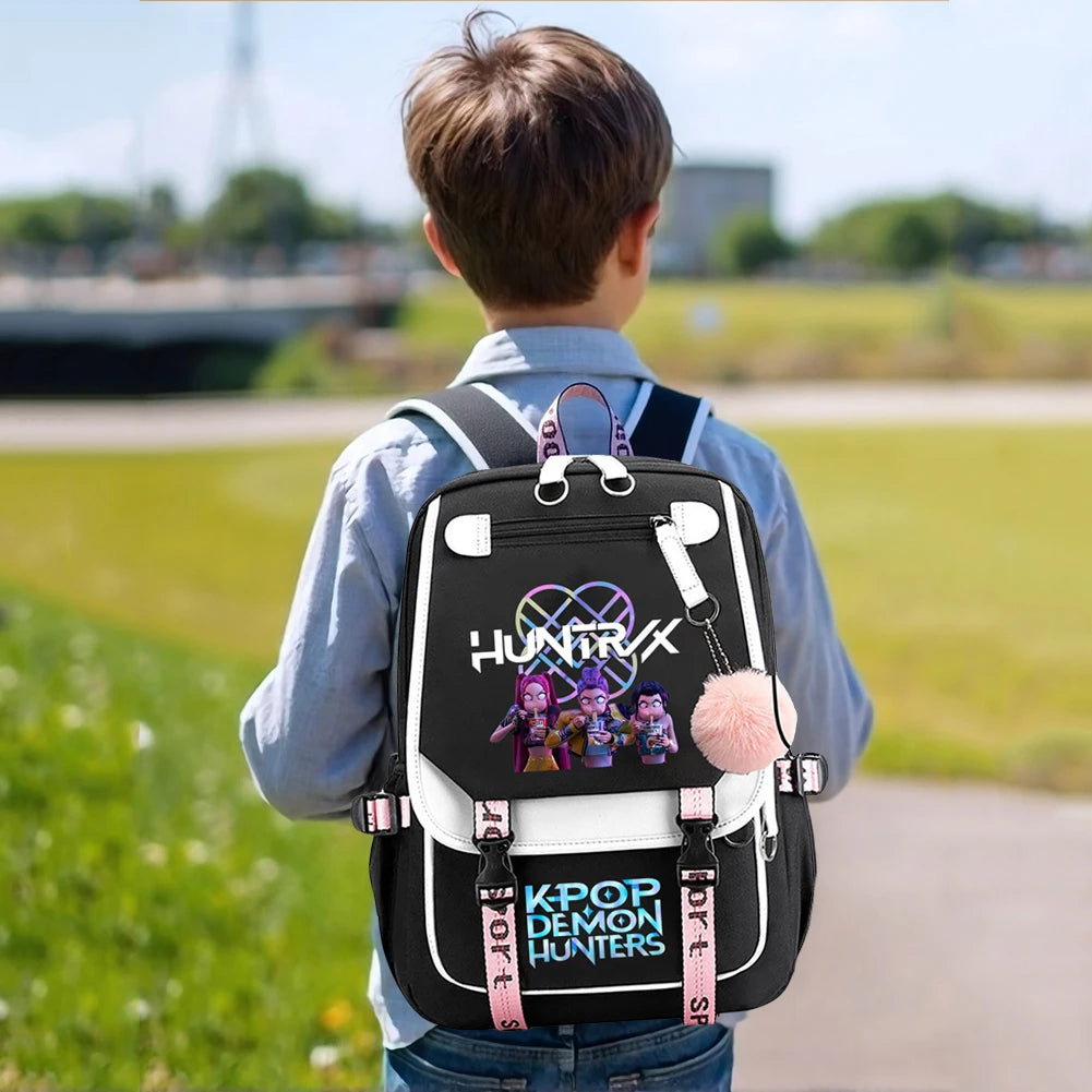 K-Pop Demon Hunters -  Bookbag Student Anime Kawaii School Bags USB Charging Backpack Teenagers Large Capacity Slayer Rucksack