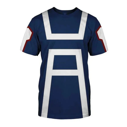 My Hero Academia: Summer T-shirts Midoriya Izuku 3D Printing School College Style Boku Hero Academia Blue T Shirt Tops