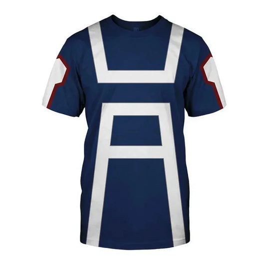 My Hero Academia: Summer T-shirts Midoriya Izuku 3D Printing School College Style Boku Hero Academia Blue T Shirt Tops