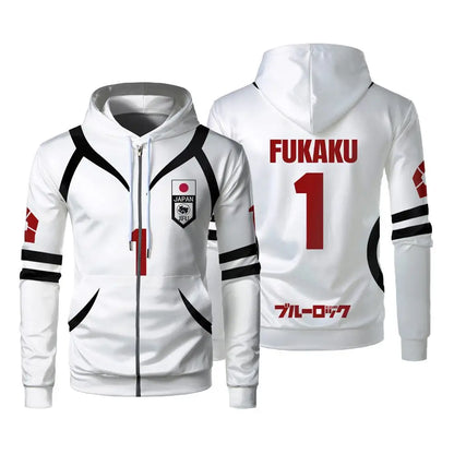 Blue Lock: U20 Team Zipper Hoodie Autumn Winter Street Trend Long Sleeve Coat Japanese Anime Sae Shidou Casual Sports Sweatshirt