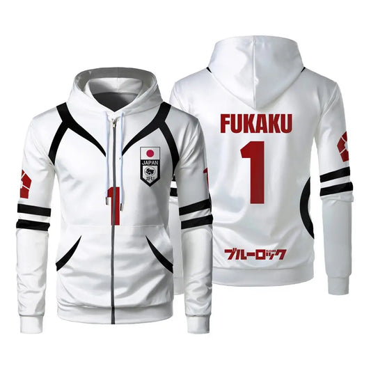 Blue Lock: U20 Team Zipper Hoodie Autumn Winter Street Trend Long Sleeve Coat Japanese Anime Sae Shidou Casual Sports Sweatshirt
